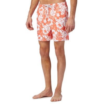 Orange floral print swim shorts